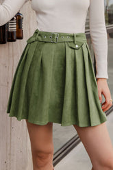 Belted Pleated Mini Skirt - Shah S. Sahota